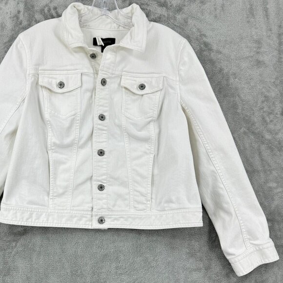 Talbots Jacket Large Denim Pockets Stretch Denim Pockets Casual Minimalist White - Picture 2 of 7